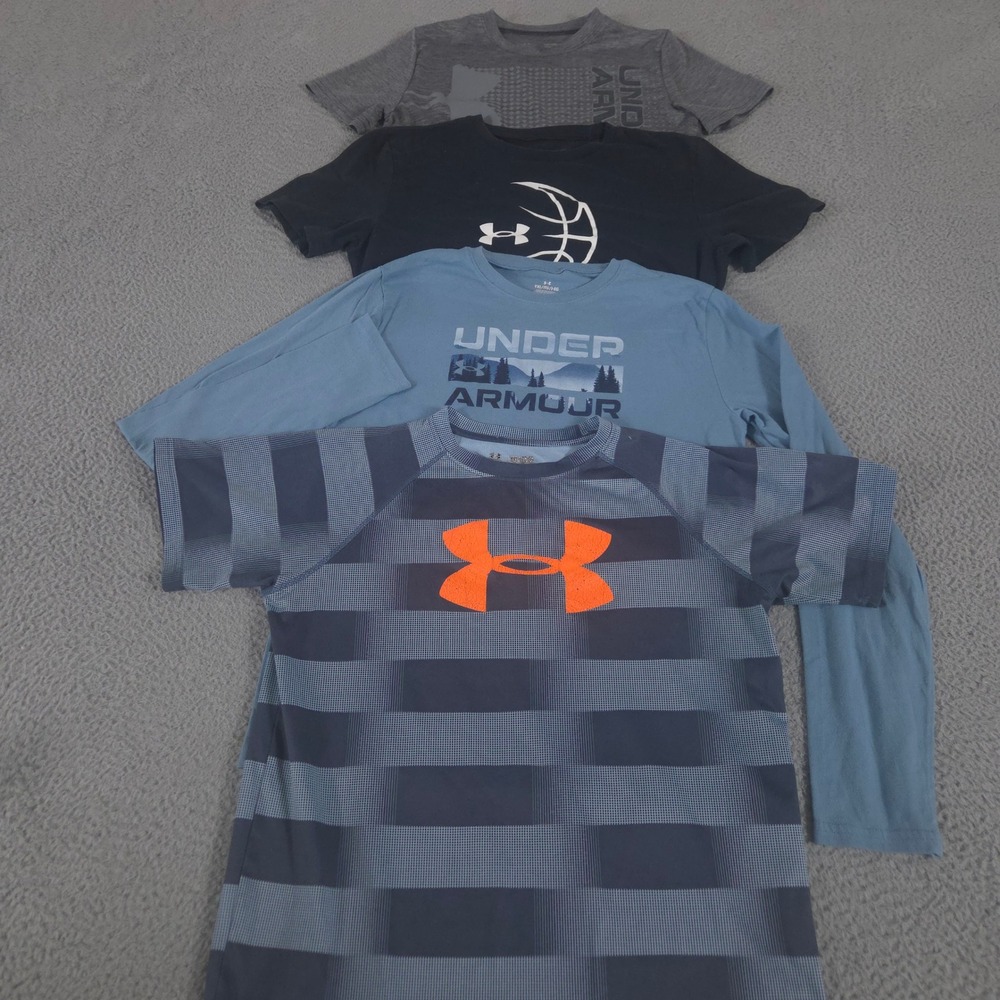 LOT OF 4 Under Armour‎ Shirt Boys YXL Multi Crossfade Big Logo Poly Graphic Tee